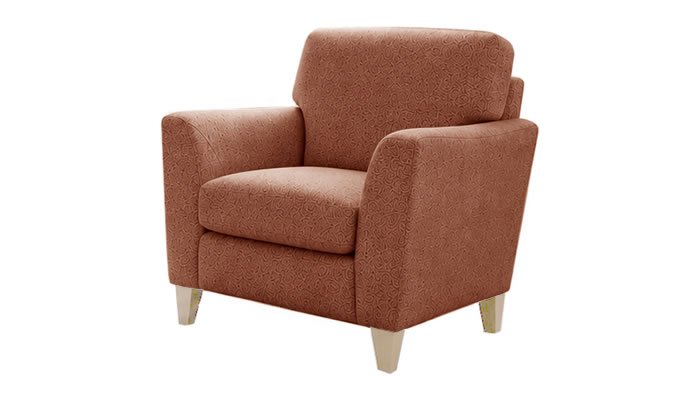 Signature Collection Small Armchair in Cosmo Pumpkin Fabric with Light Wood Legs